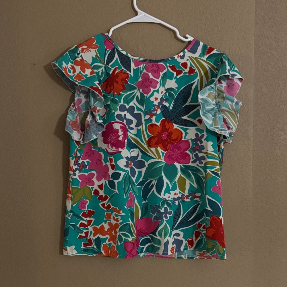Floral Ruffle Sleeve Top